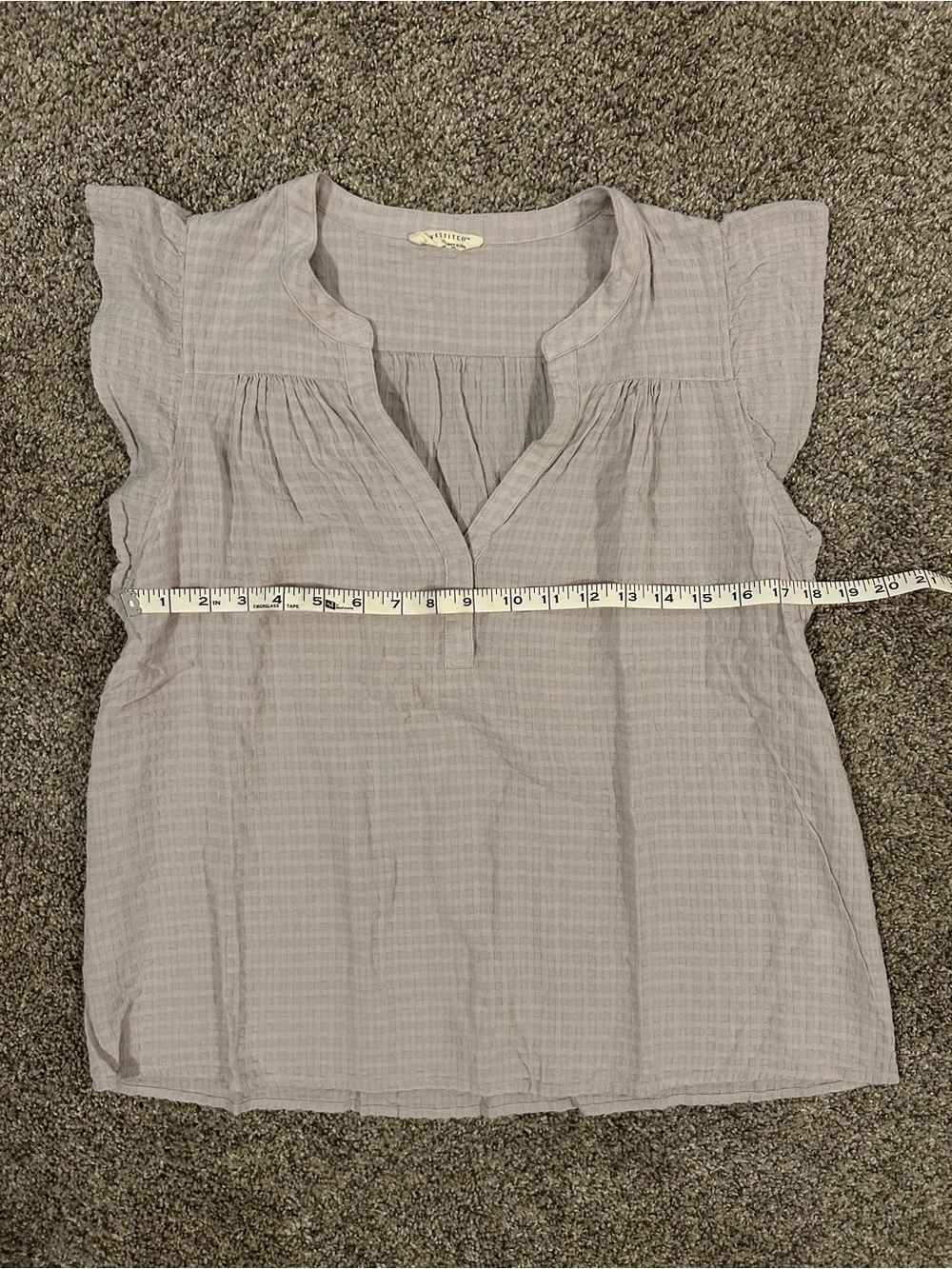 Lovestitch Light Gray Cap Sleeve Textured Women's Top - Picture 5 of 8